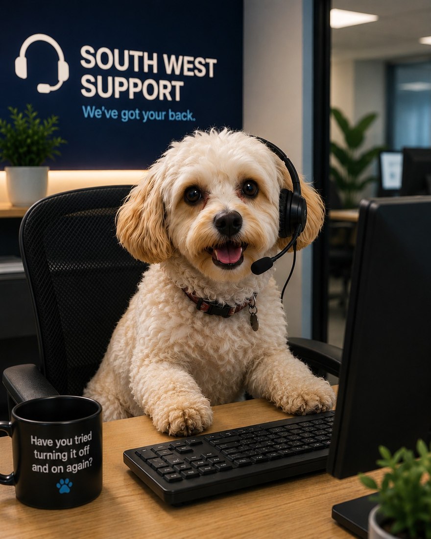 Winnie the office dog - Chief Morale Officer at SWS